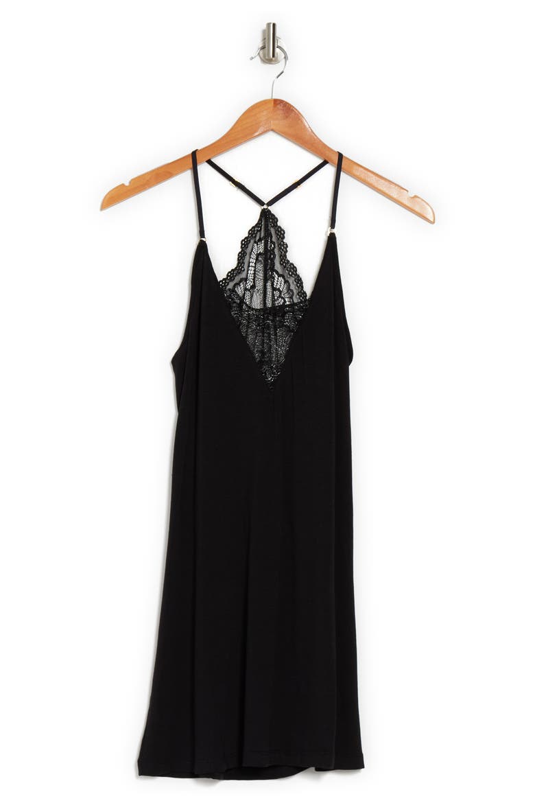 Kat Chemise Slip Dress, Alternate, color, BLACK