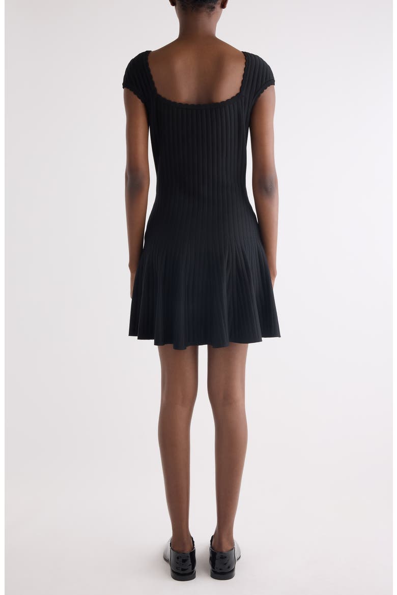 Cap Sleeve Knit Fit & Flare Dress, Alternate, color, BLACK