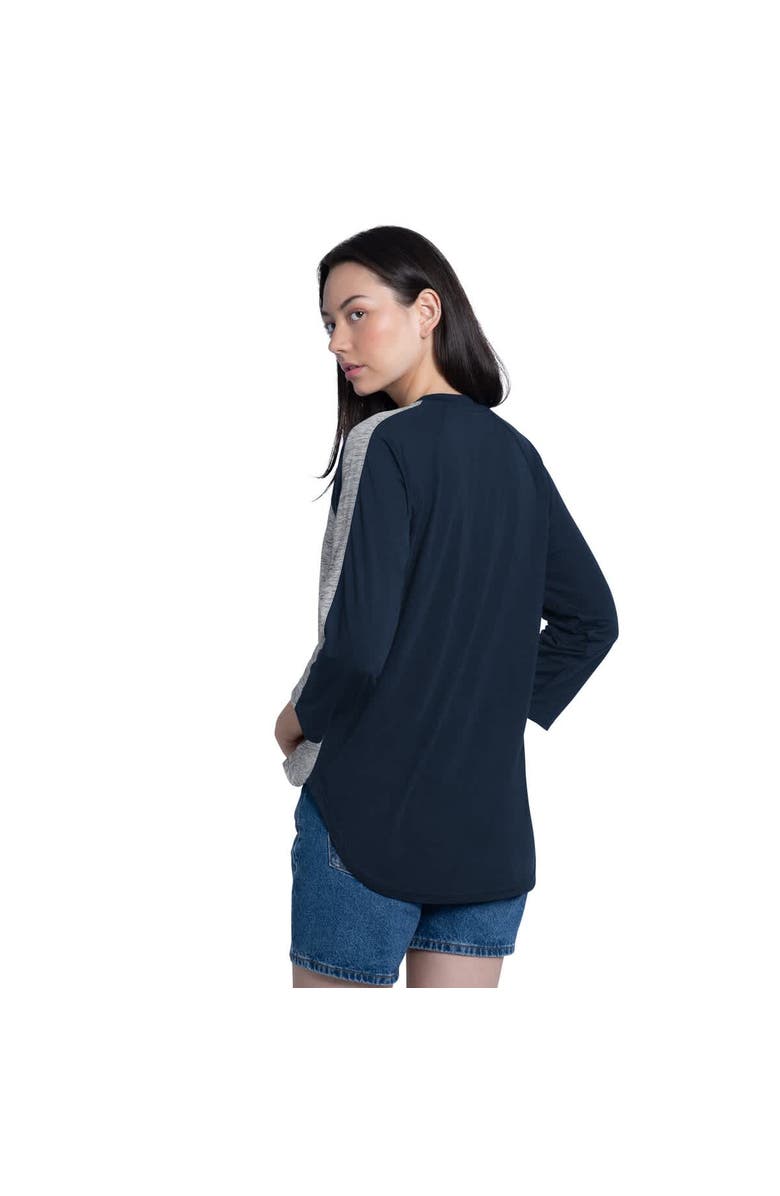 G-III 4HER BY CARL BANKS Women's G-III 4Her by Carl Banks Navy/Heather Navy New York Yankees Speed Training 3/4-Sleeve Rhinestone V-Neck T-Shirt, Alternate, color, Navy