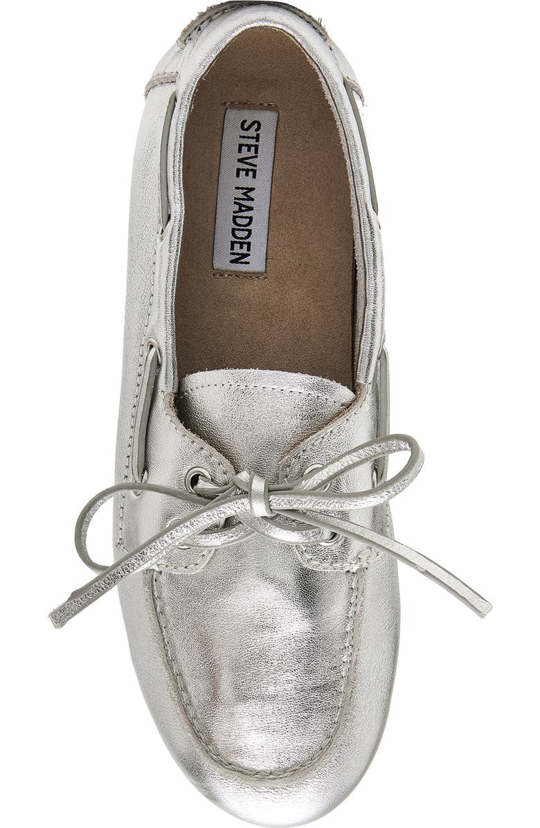 Steve Madden Sag Boat Shoe, Alternate, color, Silver Leather