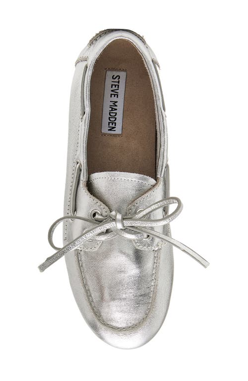 Steve Madden Sag Boat Shoe In Silver