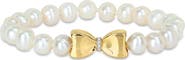 Julianna B. Cultured Pearl & Diamond Bow Bracelet 10k