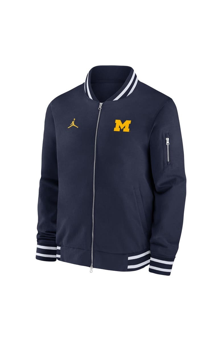 Jordan Brand Men's Jordan Brand Navy Michigan Wolverines 2024 Sideline Full-Zip Bomber Jacket, Alternate, color, Navy