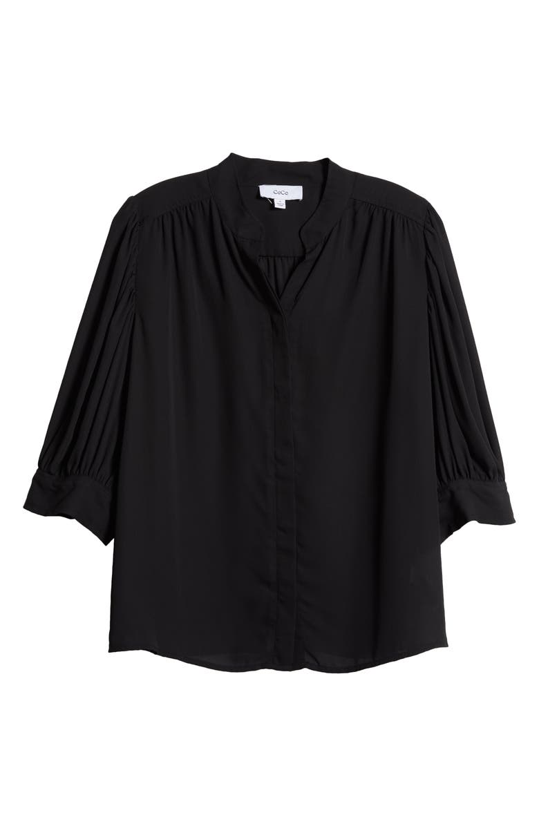 CeCe Hidden Placket Shirt, Alternate, color, Rich Black