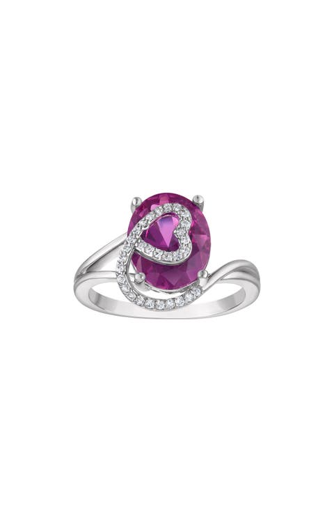 Lab Created Pink Sapphire Heart Ring