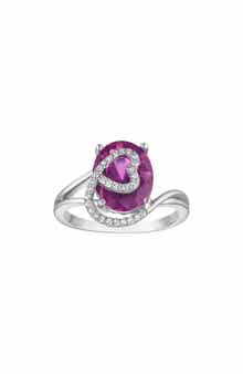 Lab Created Pink Sapphire Heart Ring