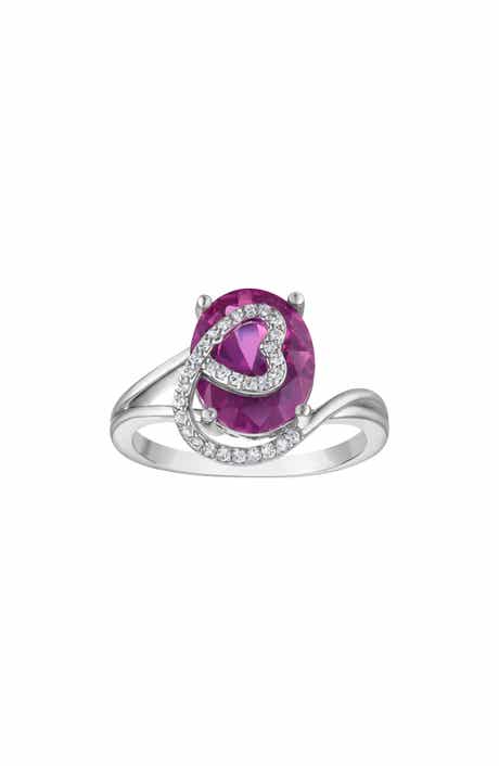 Lab Created Pink Sapphire Heart Ring