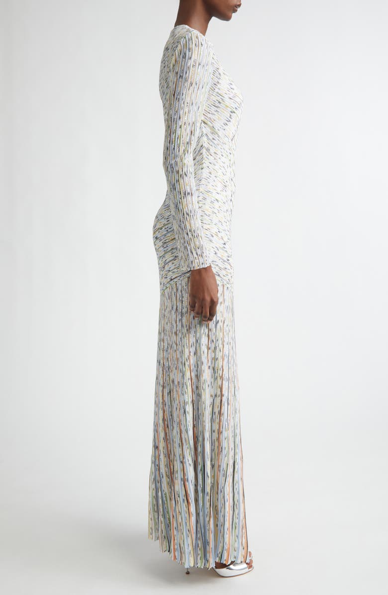 Missoni Draped Effect Rib Long Sleeve Maxi Dress, Alternate, color, Light Bs Orange Green Tinsel
