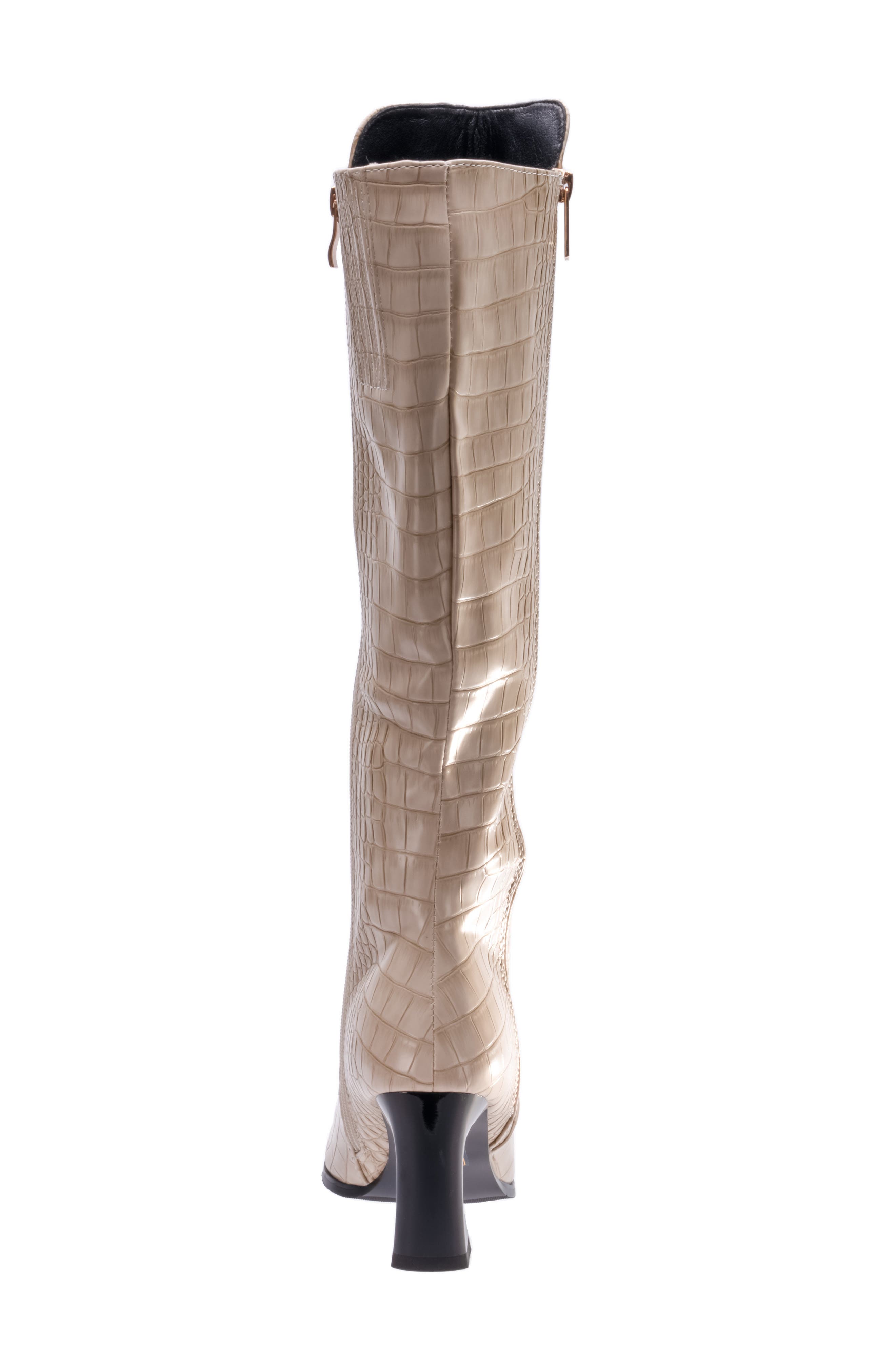London Croc Embossed Knee High Boot, Alternate, color, BONE