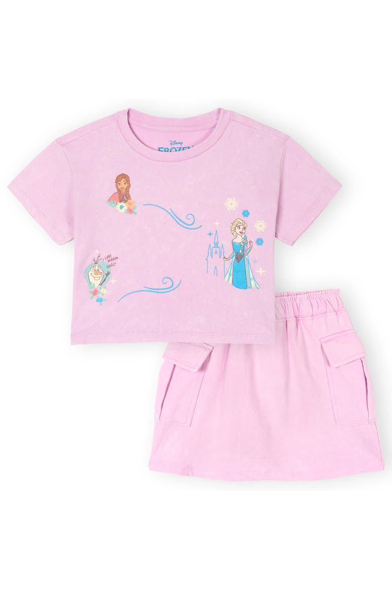 Frozen 2-Piece Mineral Wash Tee and Skort Set, Main, color, Mineral Purple Elsa
