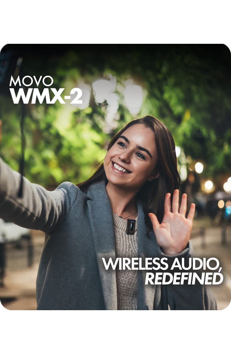 MOVO WMX-2 Wireless Lavalier Microphone System with Charging Case for Cameras, Alternate, color, Black