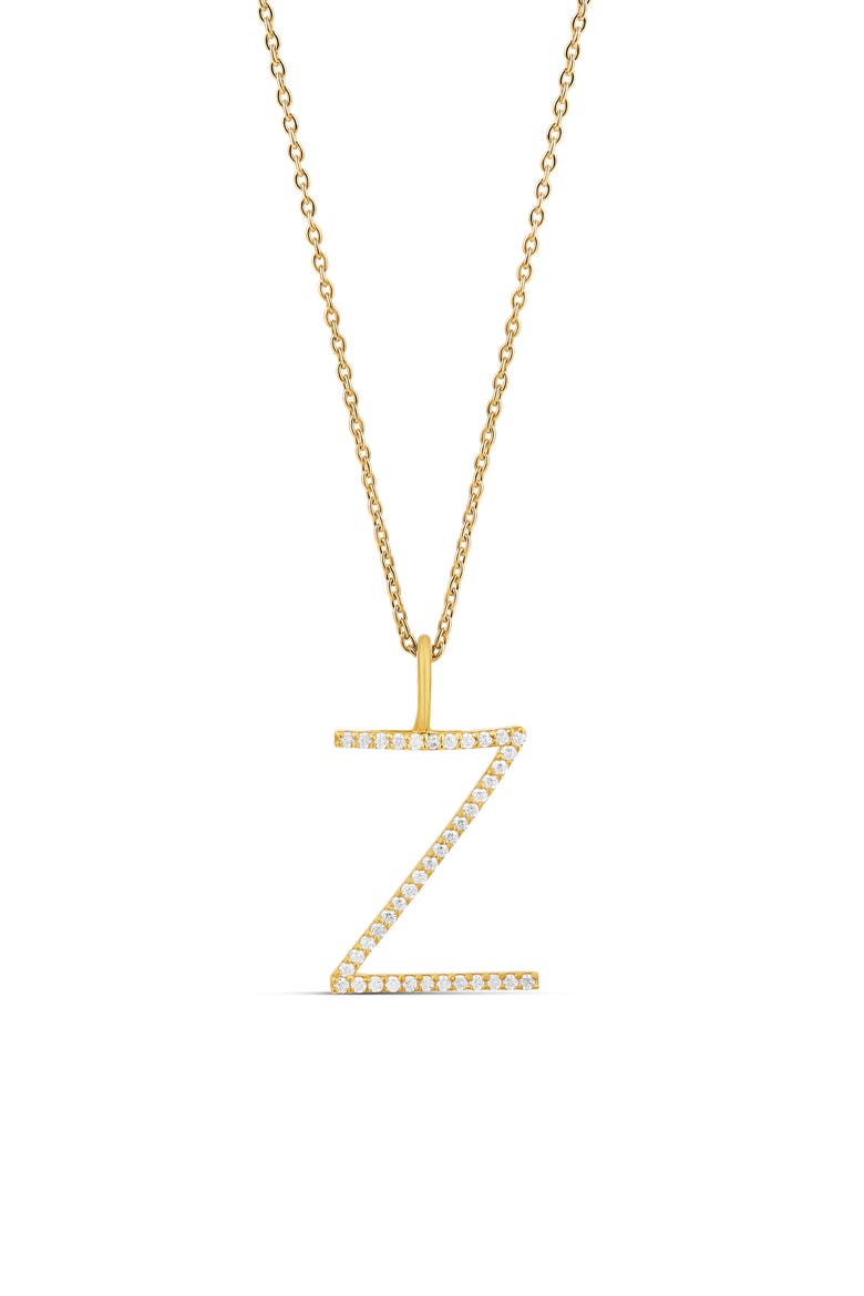 Jumbo Pavé Block Initial Pendant Necklace, Main, color, GOLD
