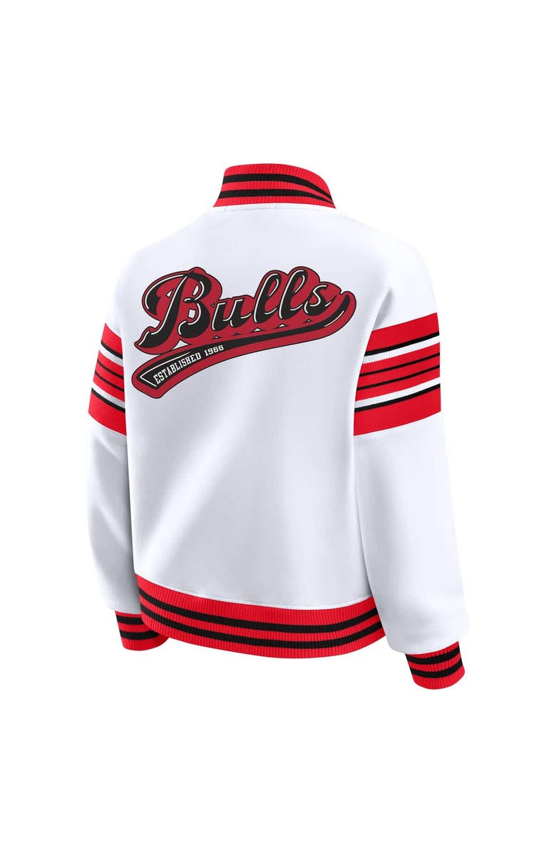 WEAR by Erin Andrews Women's WEAR by Erin Andrews  White Chicago Bulls Snap Front Fleece Sweatshirt, Alternate, color, White
