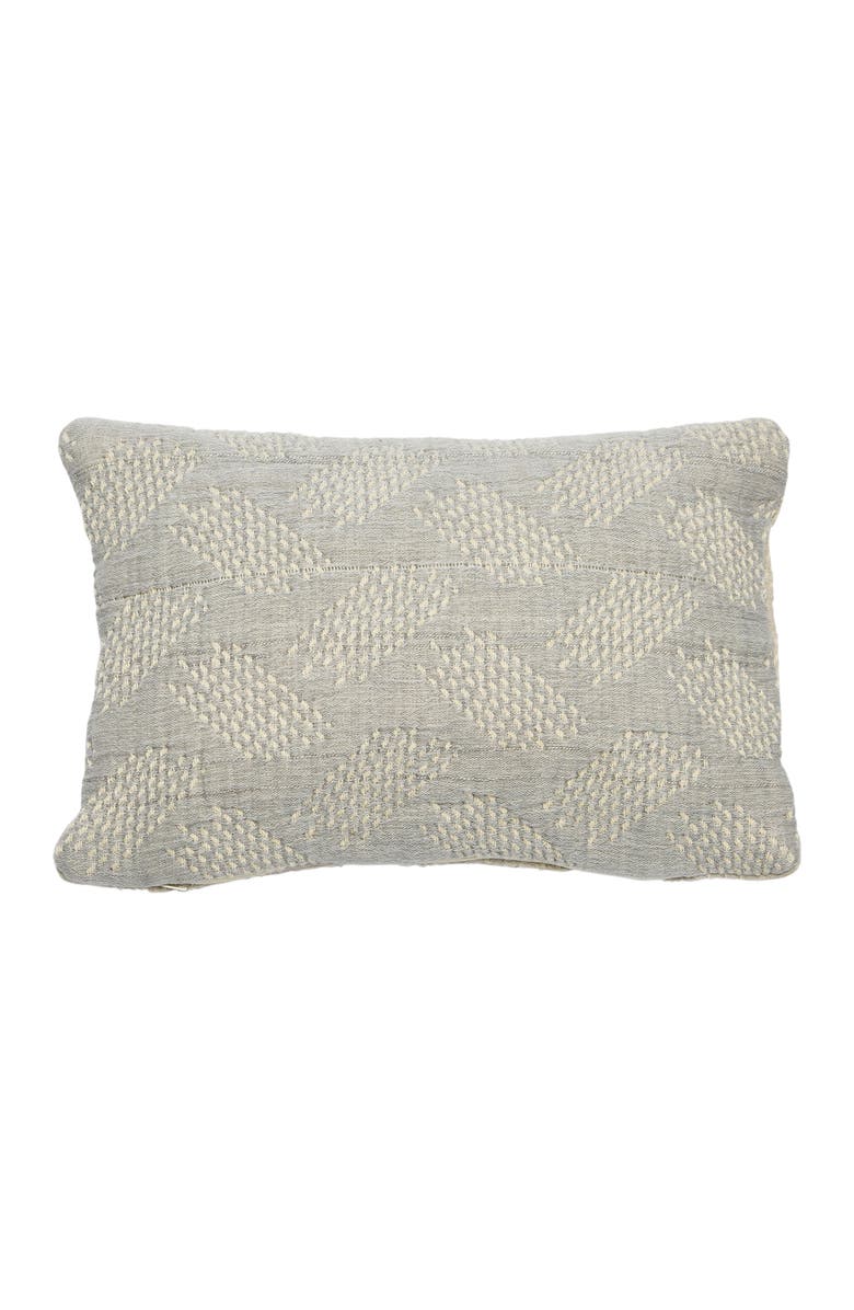 Storied Home Woven Cotton Jacquard Lumbar Pillow, Main, color, Greige