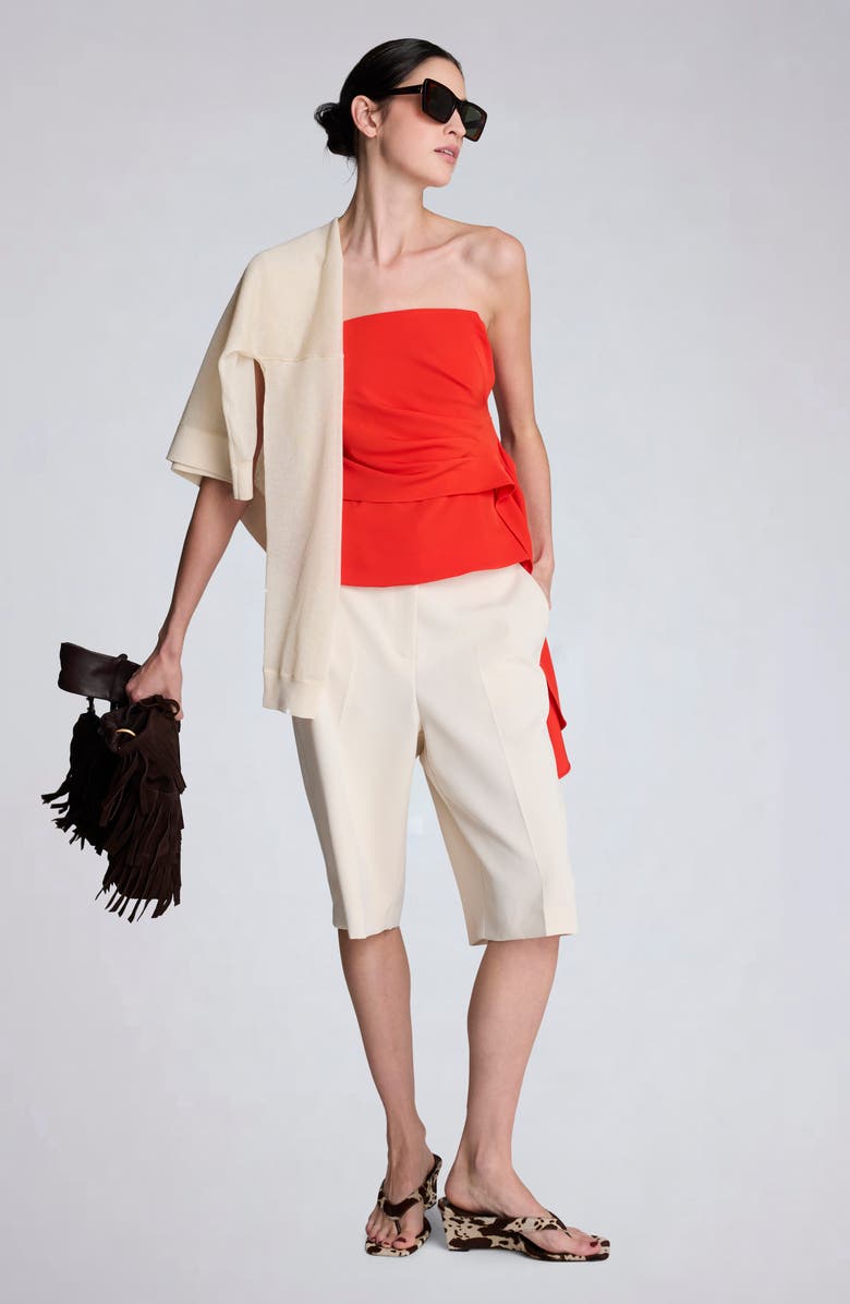 Kenneth Cole Pleated Strapless Top, Alternate, color, Lava Red