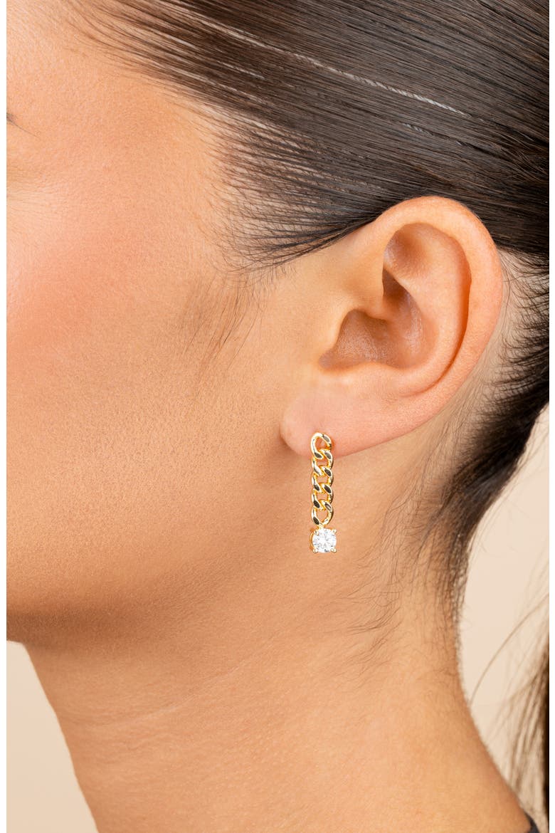 Phoebe Cubic Zirconia Chain Link Drop Earrings, Alternate, color, GOLD