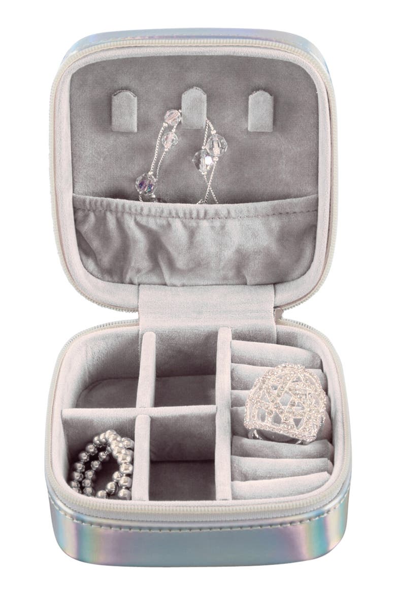 Small Leather Travel Jewelry Case, Alternate, color, METALLIC
