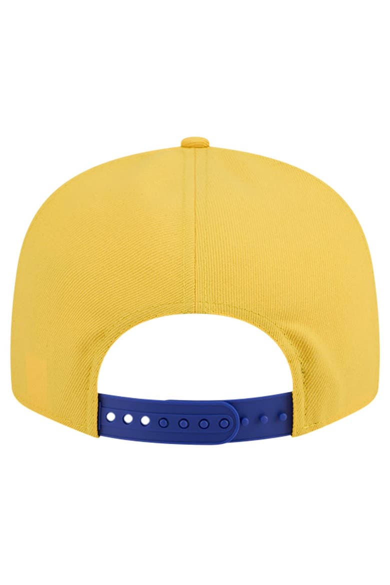 Men's New Era White/Royal Golden State Warriors Throwback Gradient Tech Font 9FIFTY Snapback Hat, Alternate, color, White