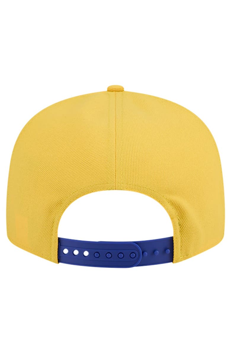 New Era Men's New Era White/Royal Golden State Warriors Throwback Gradient Tech Font 9FIFTY Snapback Hat, Alternate, color, White