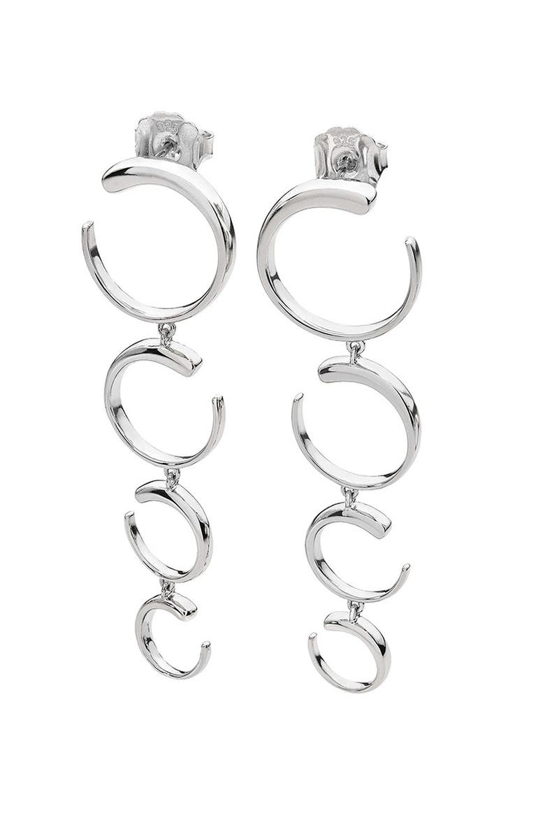 Quarter Luna Earrings, Main, color, Sterling Silver