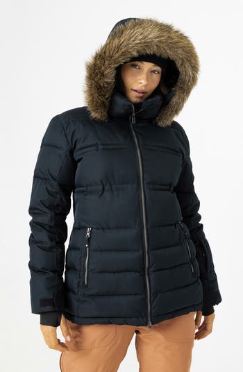 Roxy Quinn Insulated Puffer Coat with Removable Faux Fur Trim Nordstrom