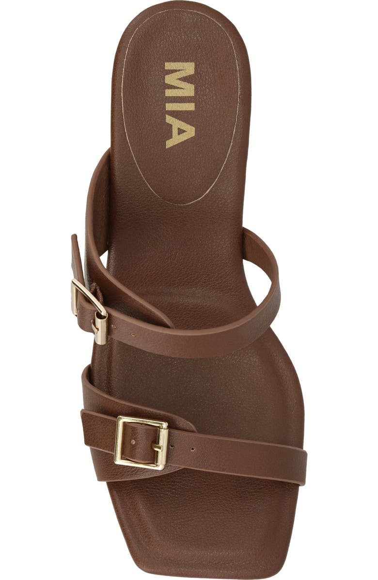 MIA Rene Double Buckle Block Heel Sandal, Alternate, color, Brown
