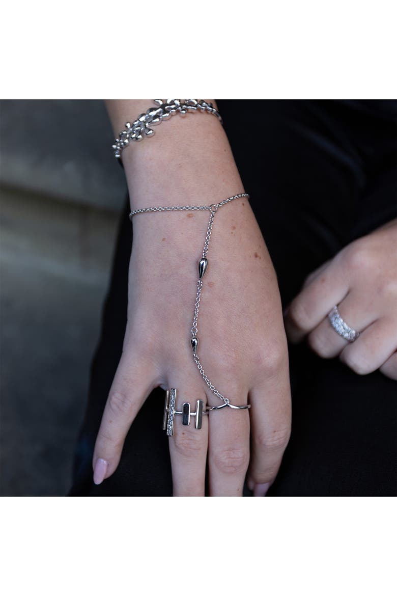 Double Drop Hand Chain, Alternate, color, Sterling Silver