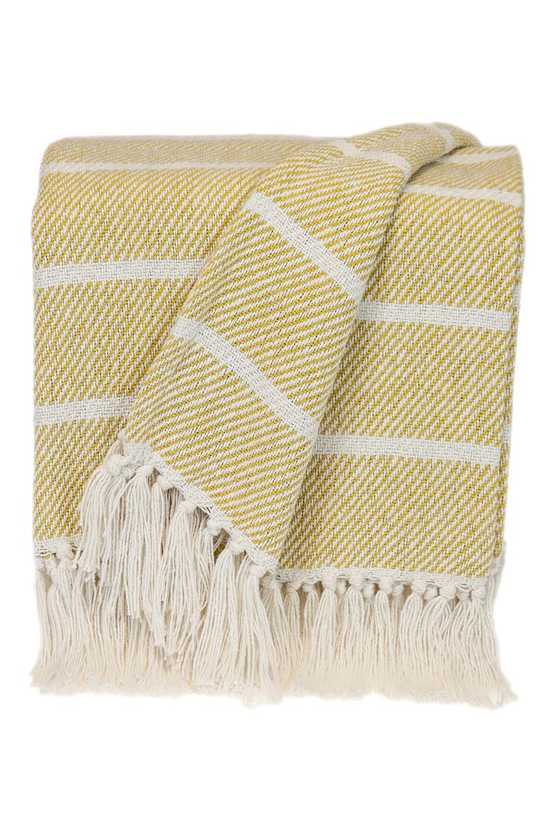 Mio Stripe Fringe Throw Blanket, Main, color, YELLOW