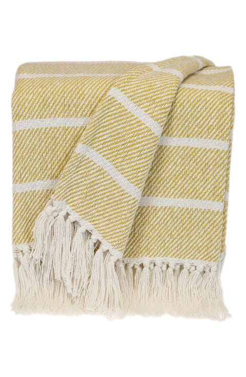 Mio Stripe Fringe Throw Blanket
