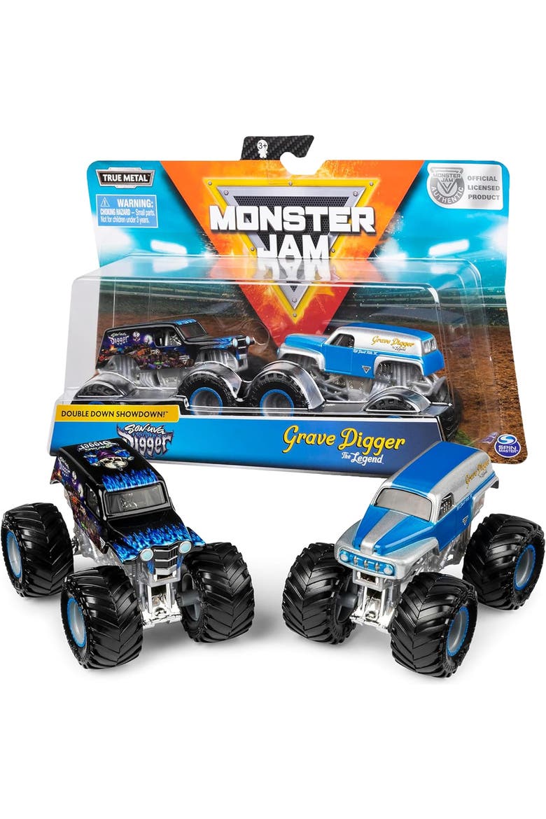 Grave Digger vs Son-Uva Digger Monster Truck Duo Pack- True Metal 164 Scale Die-Cast with Original Grave Digger Paint and Body, Main, color, Black