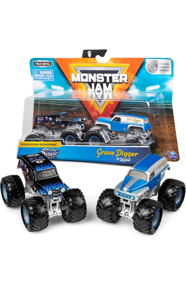 Monster Jam Grave Digger vs Son-Uva Digger Monster Truck Duo Pack- True Metal 164 Scale Die-Cast with Original Grave Digger Paint and Body, Main, color, Black