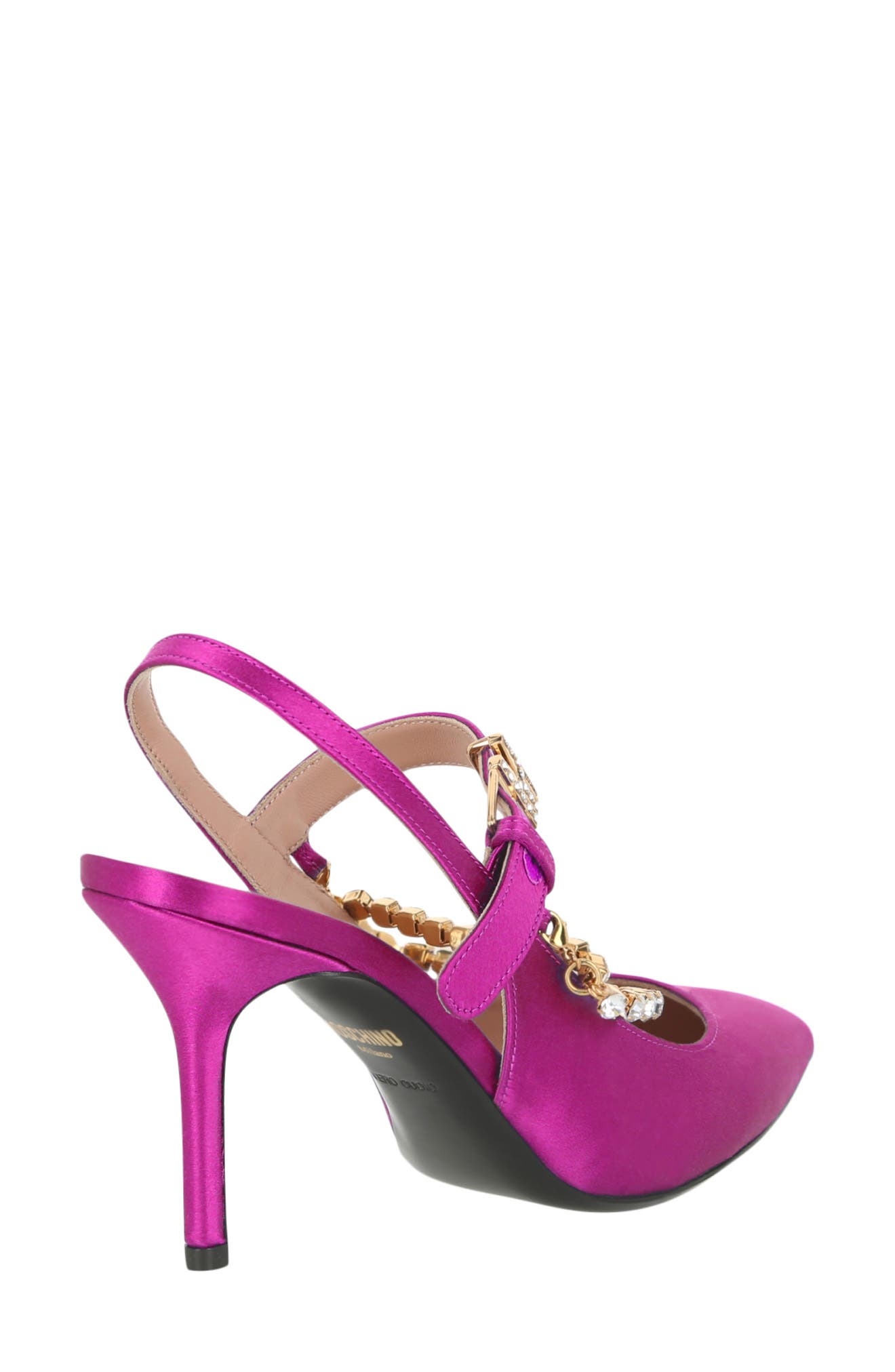 Moschino Crystal Chain Slingback Pump, Alternate, color, 