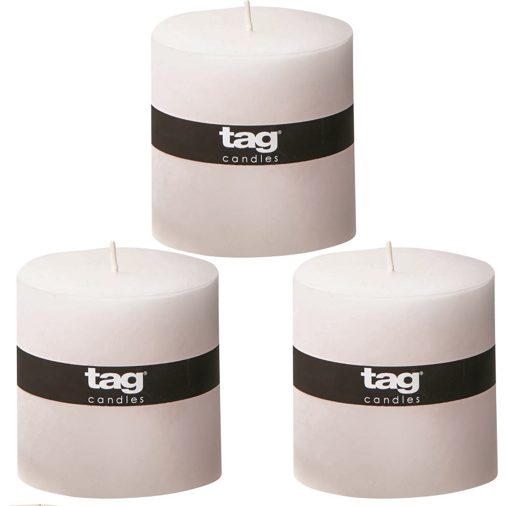 Tag Chapel White Pillar Candle Unscented Long Burning Set Of 3 In White