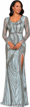 LARA New York Cascading Beads Long Sleeve Dress