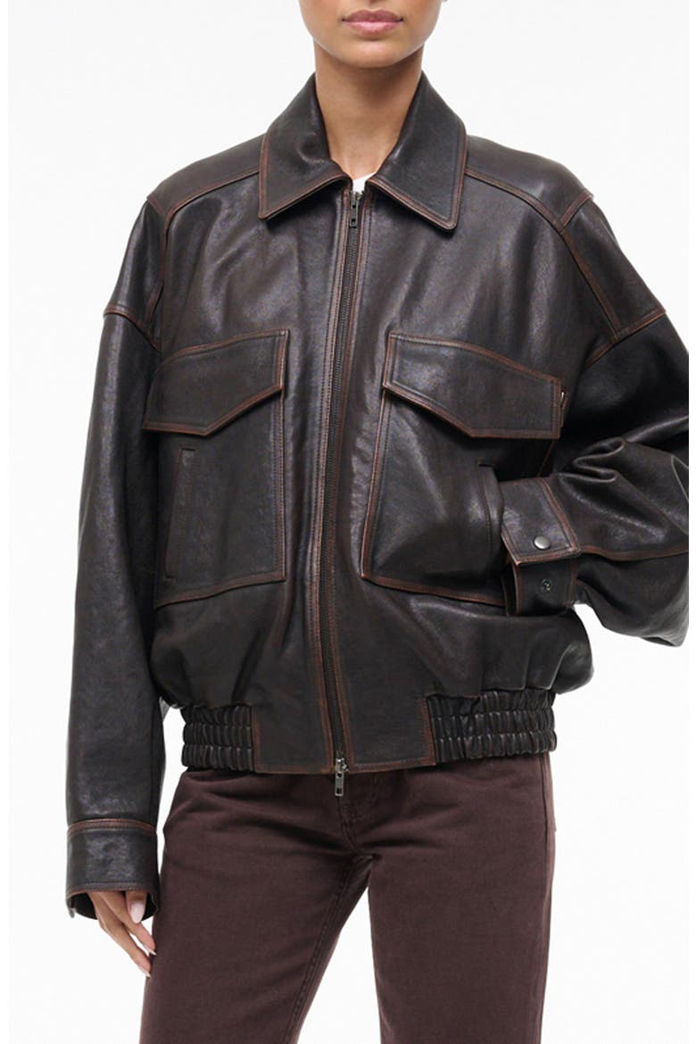 Eugene Leather Jacket, Alternate, color, DISTRESSED BROWN