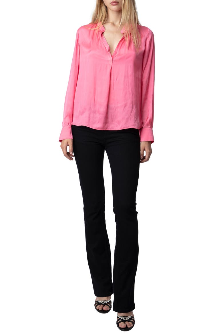 Tink Satin Blouse, Alternate, color, RUBBER