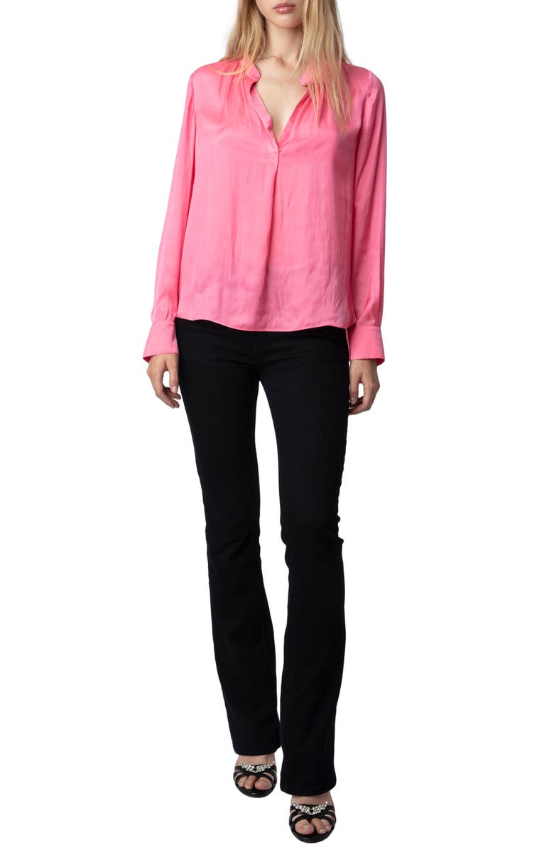 Zadig & Voltaire Tink Satin Blouse, Alternate, color, Rubber