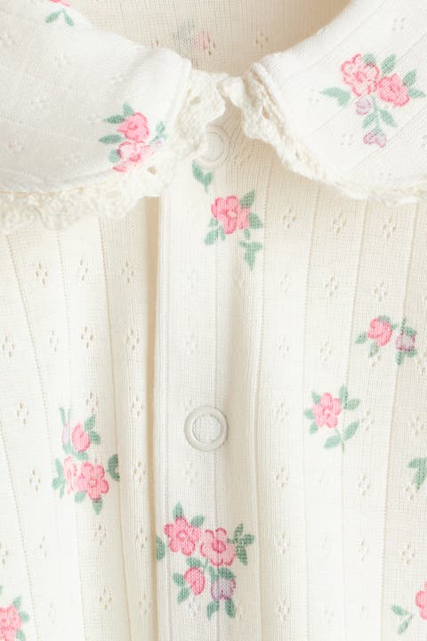 Cotton Pajama Jumpsuit With Collar