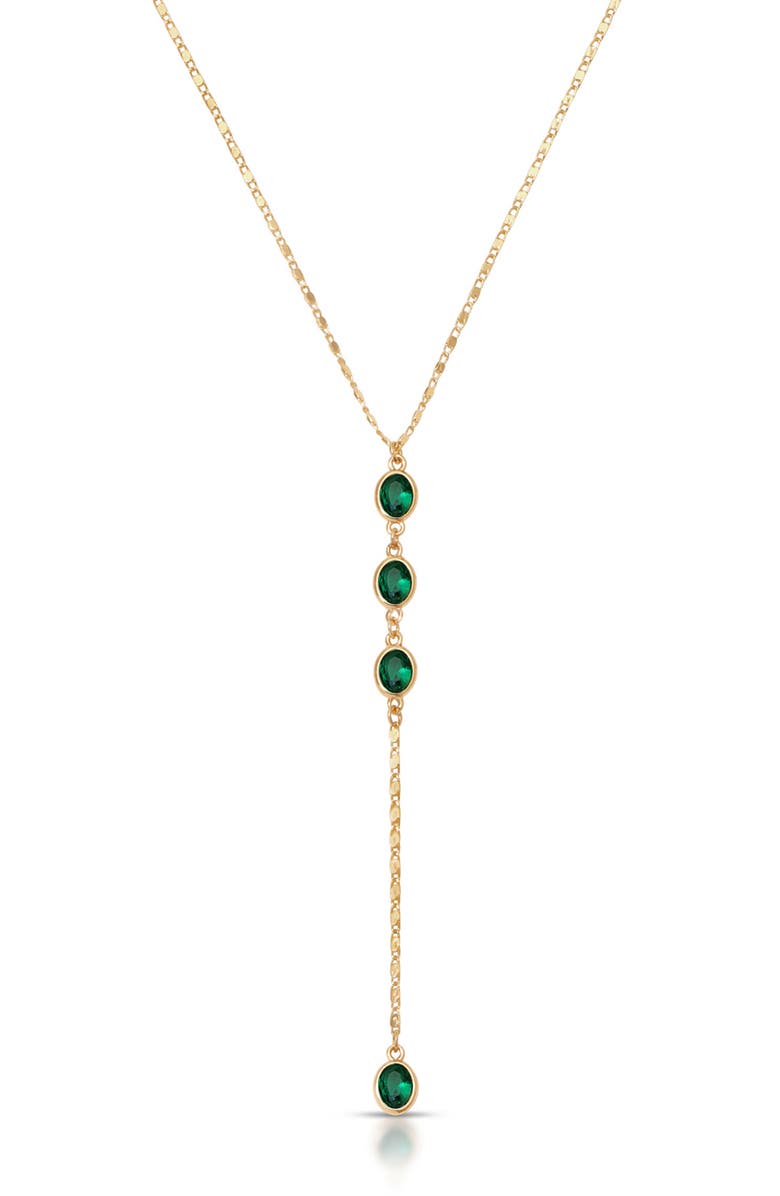 Ettika Sparkle Dip Y-Necklace, Alternate, color, Green