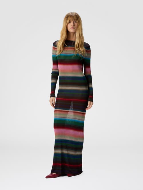 Missoni Long Backless Dress In Striped Knit In Multi