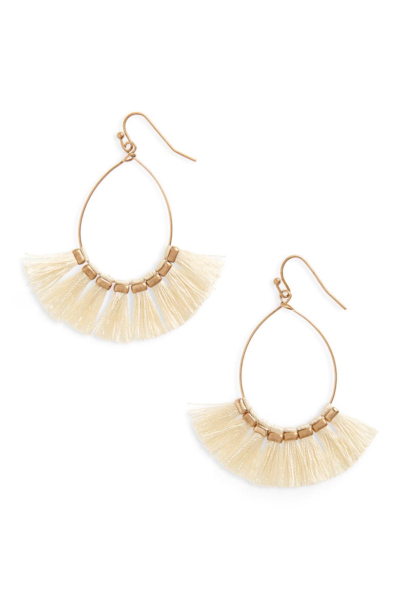 Tassel Drop Earrings, Main, color, WHITE