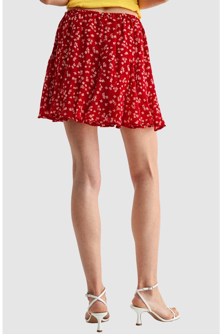 Flowy Print Pull-On Miniskirt, Alternate, color, RED DITSY