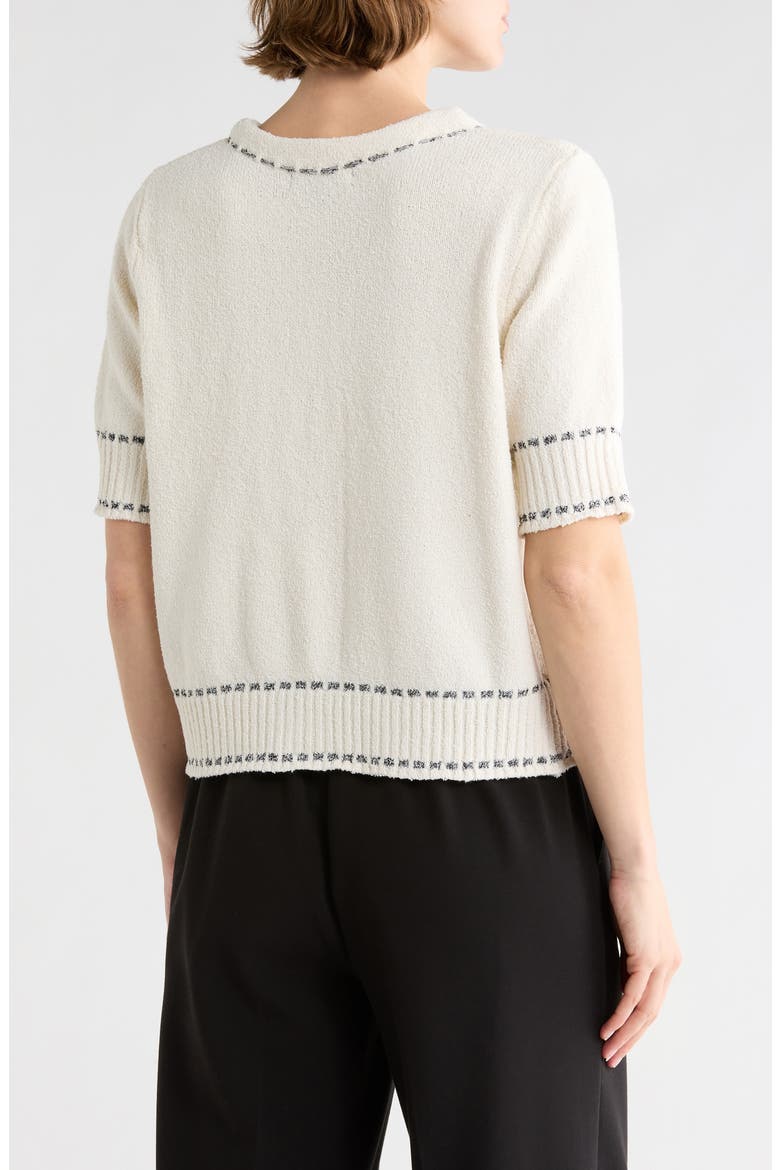 Short Sleeve Knit Cardigan, Alternate, color, EGRET COMBO