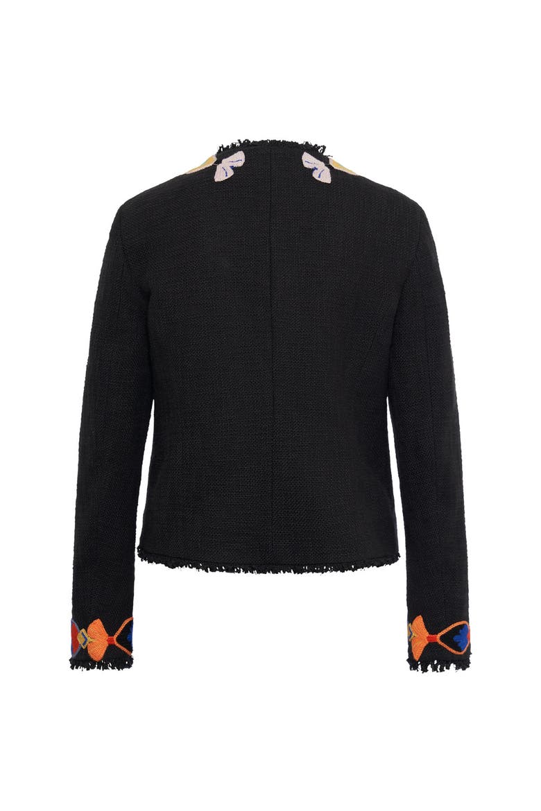 Casual Tweed Jacket With Macrame Trim, Alternate, color, Black