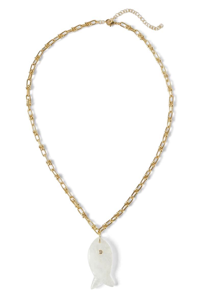 Quartz Fish Pendant Necklace, Main, color, GOLD