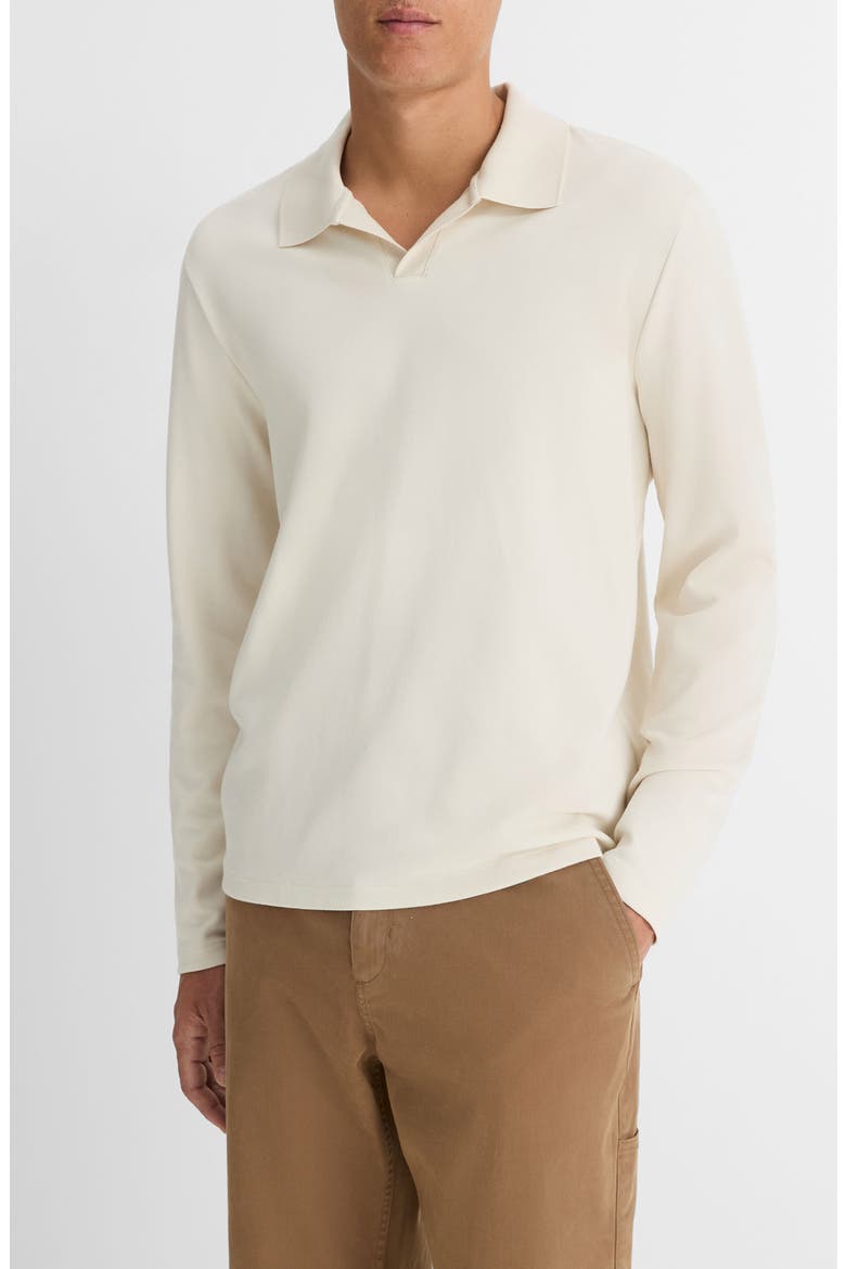 Milano Stitch Johnny Collar Long Sleeve Polo, Alternate, color, BONE