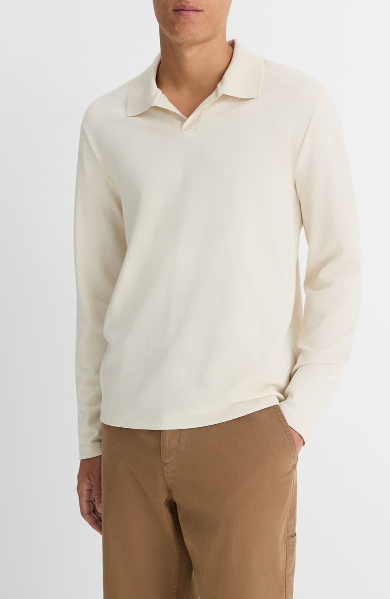 Vince Milano Stitch Johnny Collar Long Sleeve Polo, Alternate, color, Bone