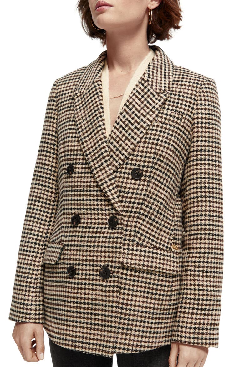 Heritage Check Double Breasted Blazer, Main, color, 5204-WINTER FROST CHECK