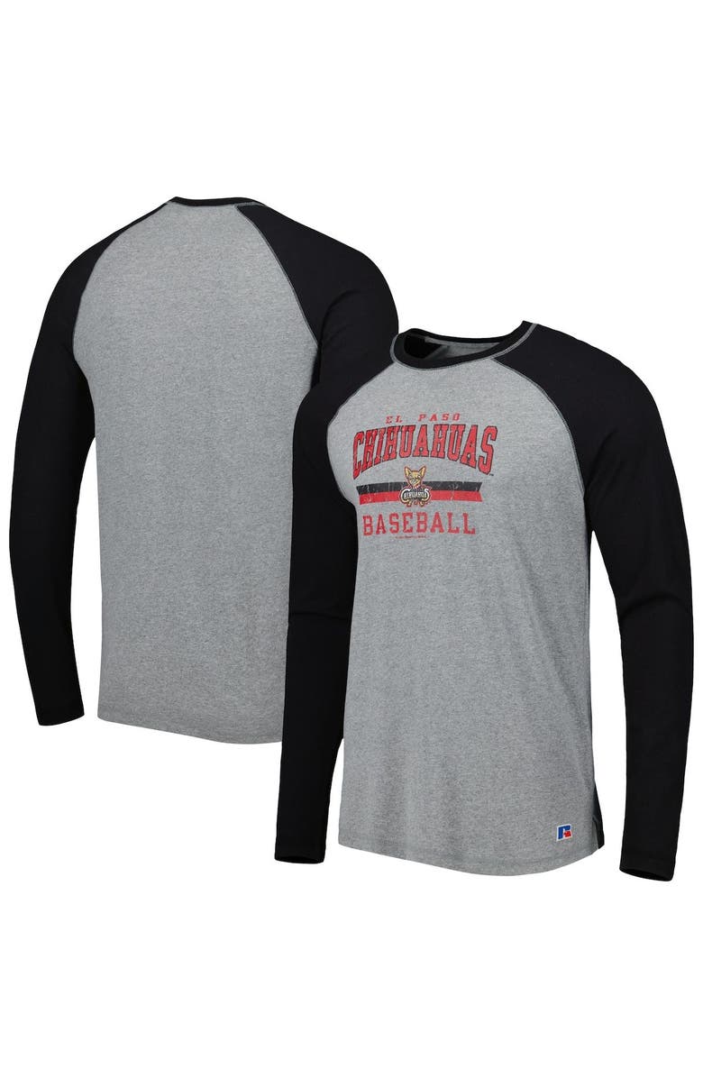 BOXERCRAFT Men's Black/Heathered Gray El Paso Chihuahuas Long Sleeve Baseball T-Shirt, Alternate, color,
