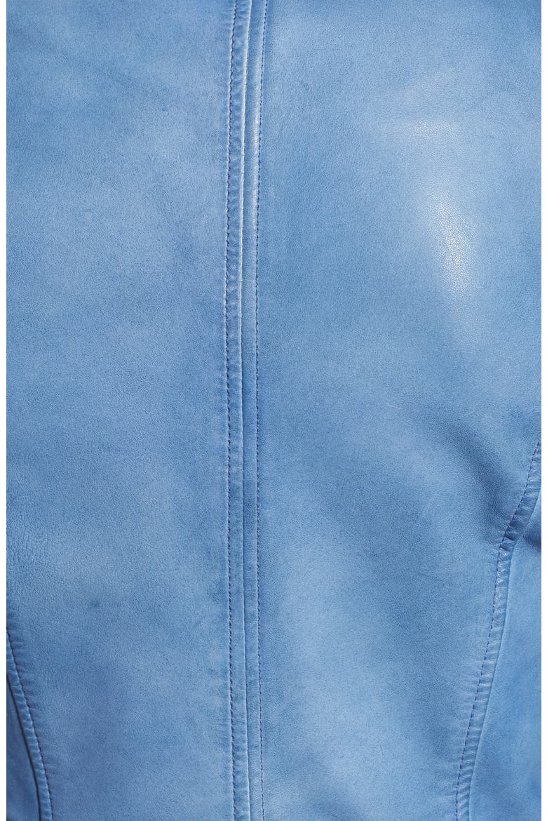Donna Lambskin Leather Moto Jacket, Alternate, color, FADED DENIM